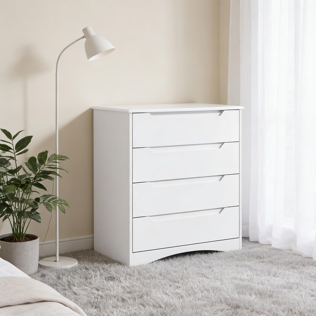 Bealife AP22 Kommode, moderne Kommode mit 4 Schubladen 71x41x82 cm ,Wohn-Schlafzimmer-Kommode,Sideboard Schrank, Weiß
