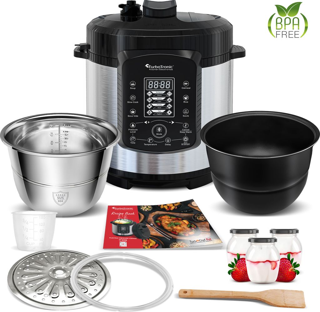 TurboTronic Druckkochtopf 6L mit 2x Topf Edelstahltopf und Produktbild 