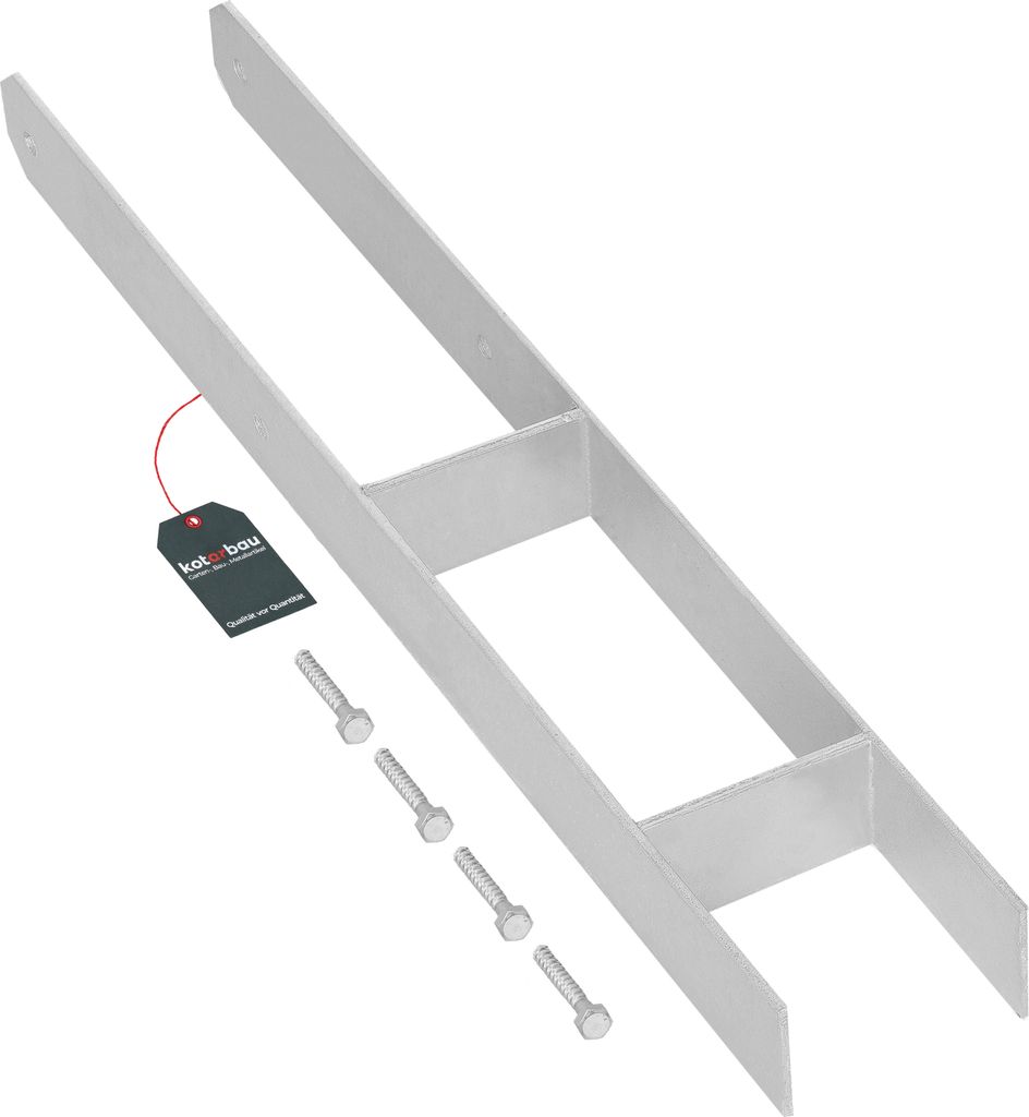 KOTARBAU H-Pfostenträger Feuerverzinkt für Beton Breite 91 mm Gesamthöhe 600 mm Materialstärke 5 mm für 90 mm Pfosten H-anker Pfostenanker z...