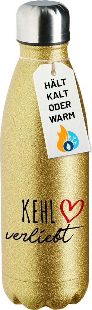 Huuraa Trinkflasche Kehl verliebt 500ml Gold Edelstahl Wasserflasche Trinkflasche Geschenkidee