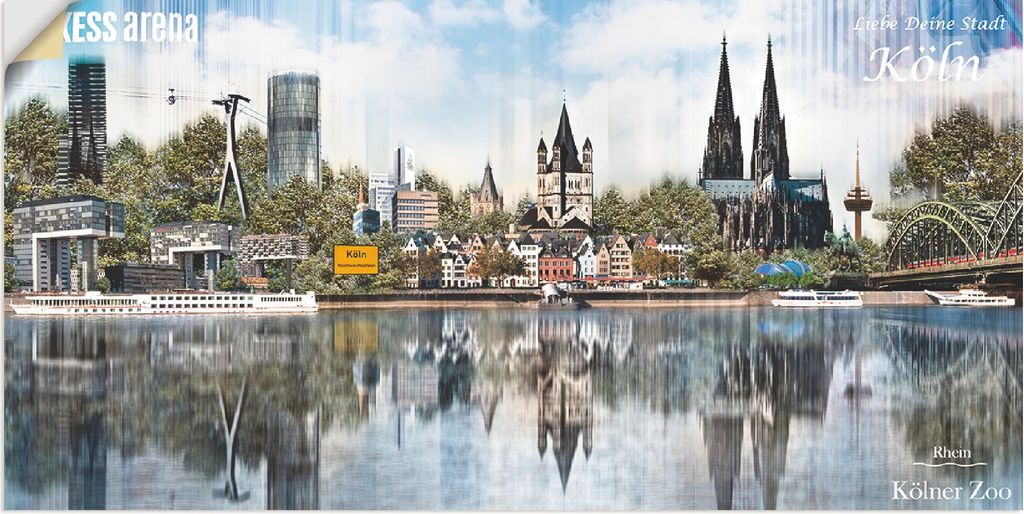 ARTland Wandbild, selbstklebend Köln Skyline Abstrakte Collage 20 Größe: 100x50 cm