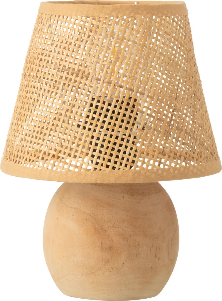 Lampe à poser Led en bois tressé et métal naturel pour salon et bureau