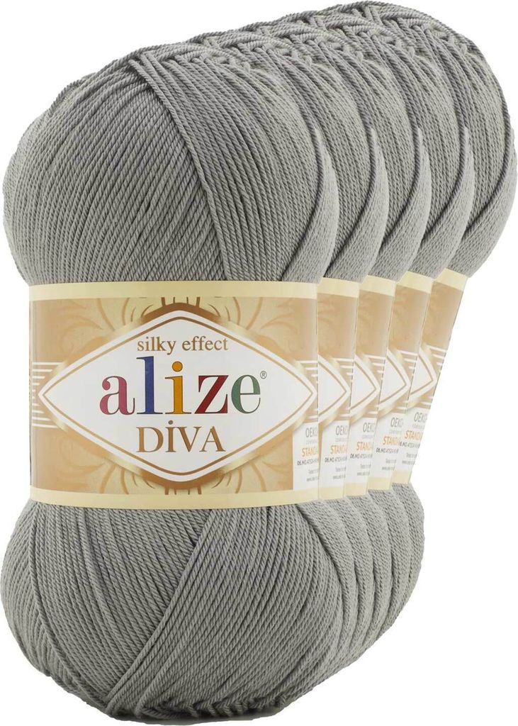 5 x 100g Strickgarn ALIZE DIVA - Häkelgarn Wolle Sommer Stricken Häkeln