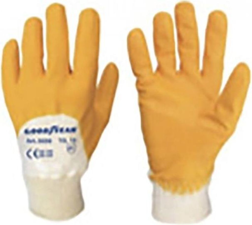Goodyear Baumwoll- und Nitrilhandschuhe Größe 10 gelb/weiß, Arbeitshandschuhe