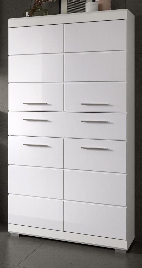 Badezimmer Midischrank "Shawn" in weiß Hochglanz Badschrank 74 x 141 cm