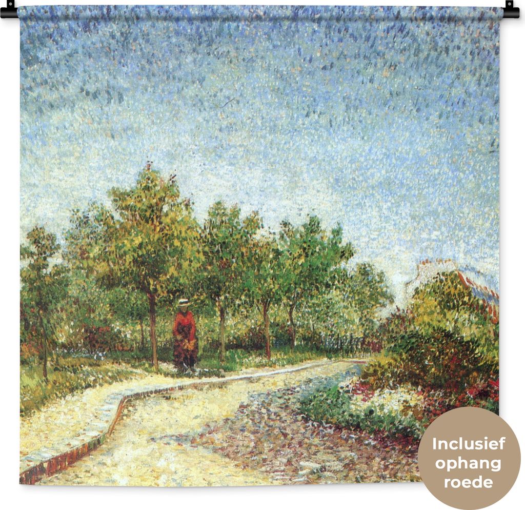 MuchoWow Wandteppich Wandbehang Allee im Park des Voyer d'Argenson in Asnières - Vincent van Gogh 90x90 cm Tapisserie Dekoration Wandtuch - Wand...