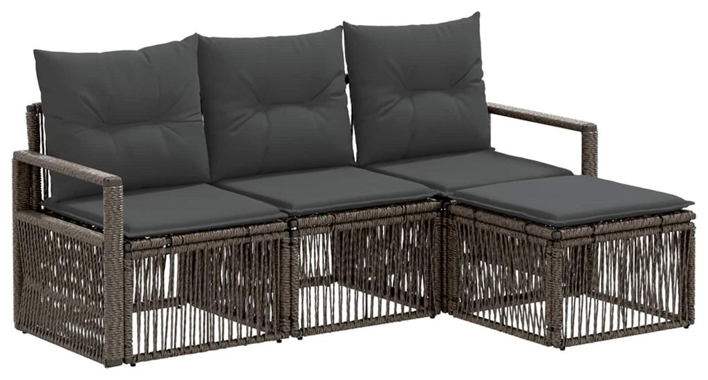 vidaXL Gartensofa-set 4 pcs Grau Poly-Rattan