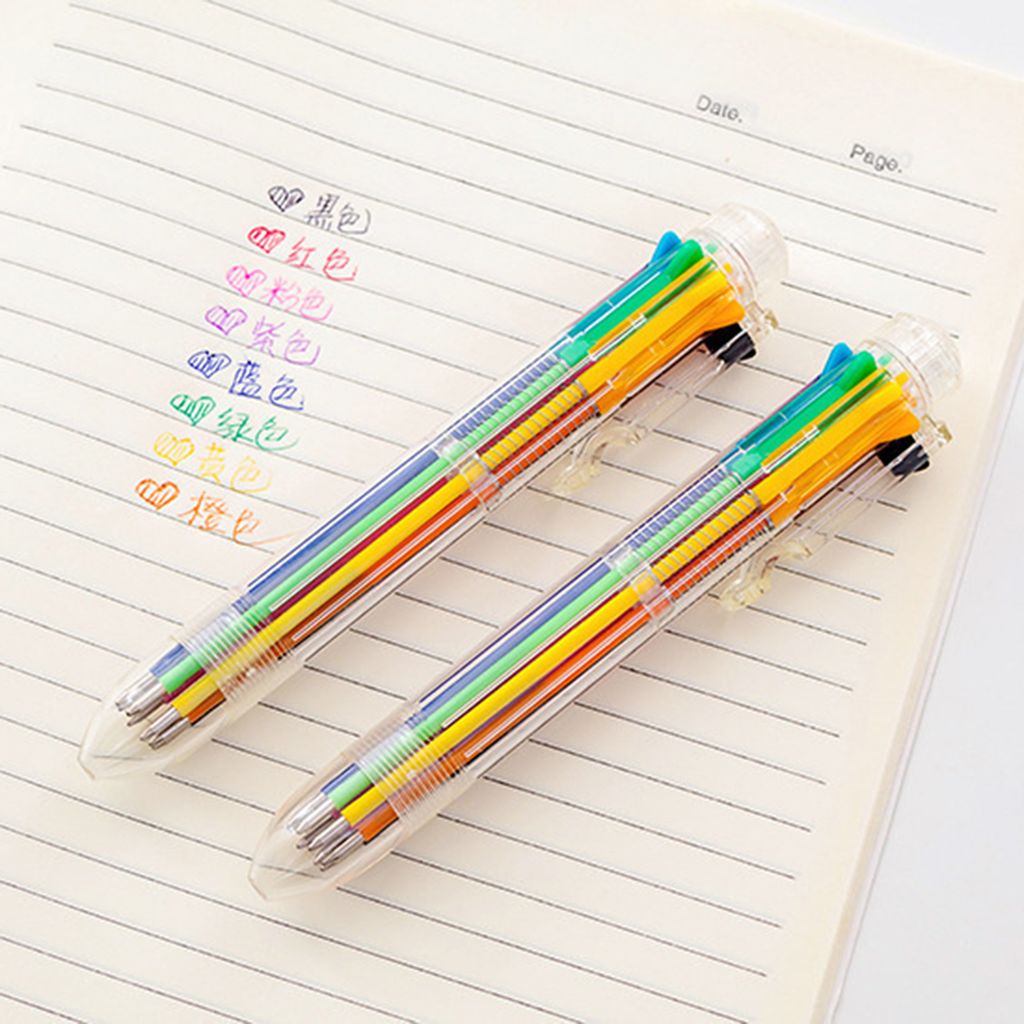 Kugelschreiber, glattes Schreiben, konstante Tinte, Push-Typ, transparent, 8 Farben, Schreibstift für Studenten, Haushaltsbedarf