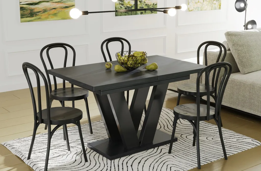 Table à manger colonne Lara 130-210cm avec rallonge synchrone béton - 2
