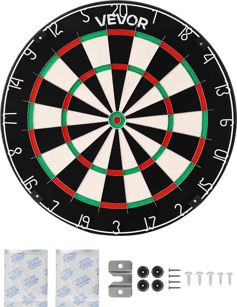 VEVOR Dartscheibe 450 mm, Sisalfaser-Dartboard mit klammerfreiem Bullseye, Blade-Draht & drehbarem Zahlenring, für Party- & Spielzimmer zu Hause (...