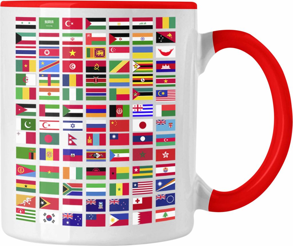 Trendation - Flaggen Der Welt Tasse Geschenk Reisen Weltreise Geschenkidee Flagge Jedes Land (Rot)