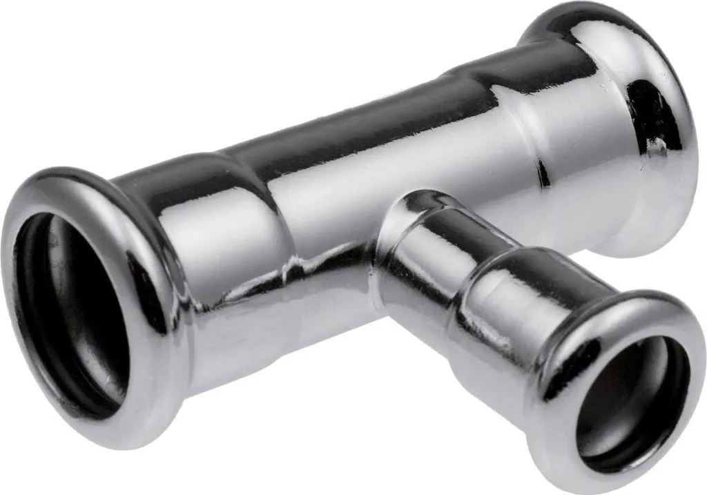 Té réduit à sertir en acier carbone 22x15x22 mm pour tubes de chauffage