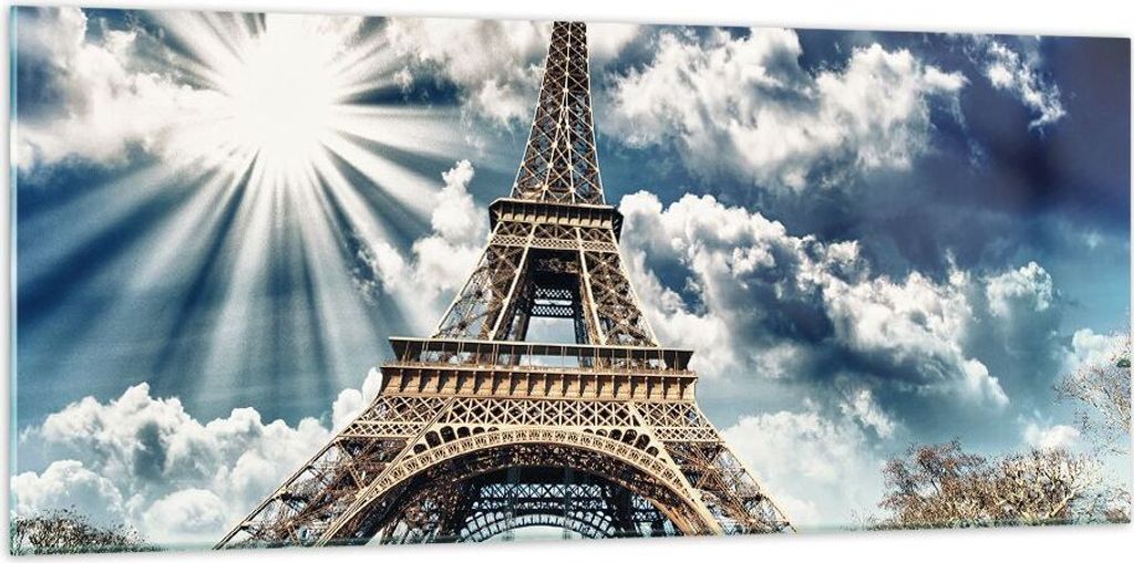Bilder auf glas - Architektur gebäude stadt eiffel - 120x50cm - Glasbilder - Wandbilder - Kunstdruck - zum Aufhängen bereit - Wanddekoration aus ...