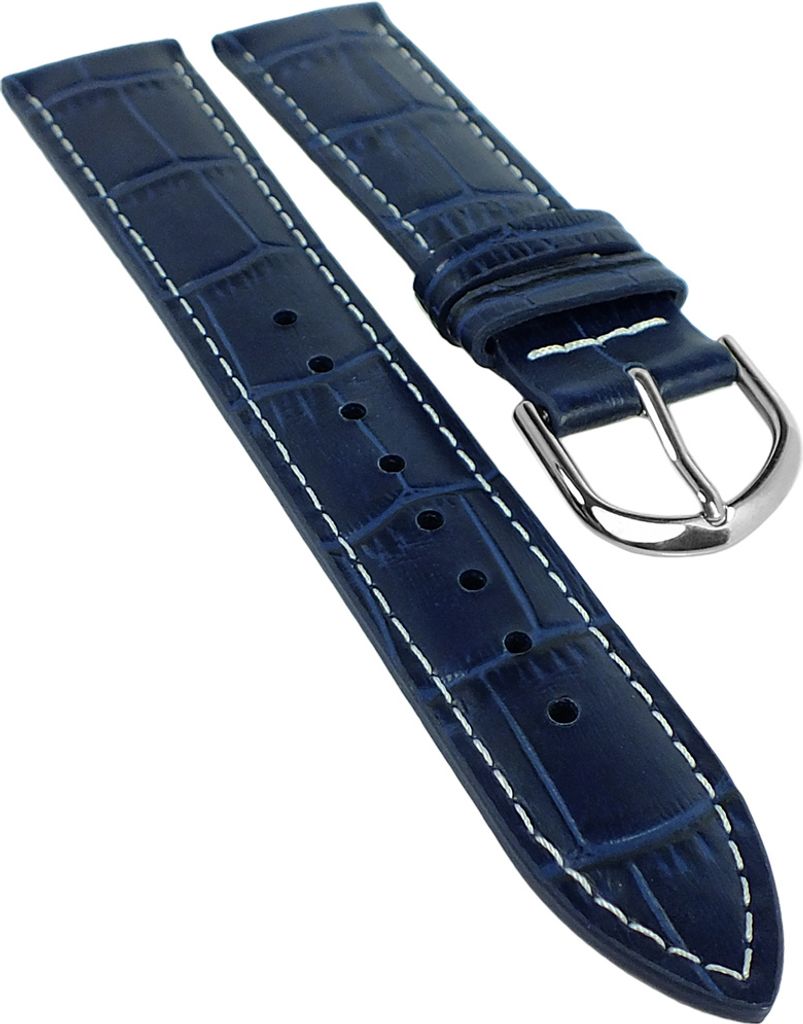Casio Uhrenarmband 20mm | Leder blau mit Kontrastnaht MTP-1303PL