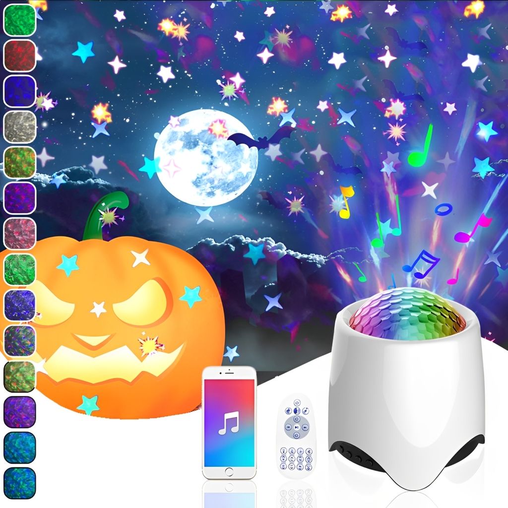 Sternenhimmel Projektor, 3in1 Musik Projektor Nachtlicht mit Bluetooth Lautsprecher & White Noise,56 Dynamische Farb,Baby Kinder Erwachsene Party Deko