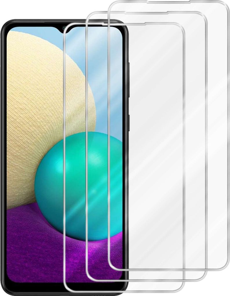 Cadorabo 3x Schutzfolie für Samsung Galaxy A02 / M02 in KRISTALL KLAR Gehärtetes Tempered Display-Schutzglas Panzerfolie