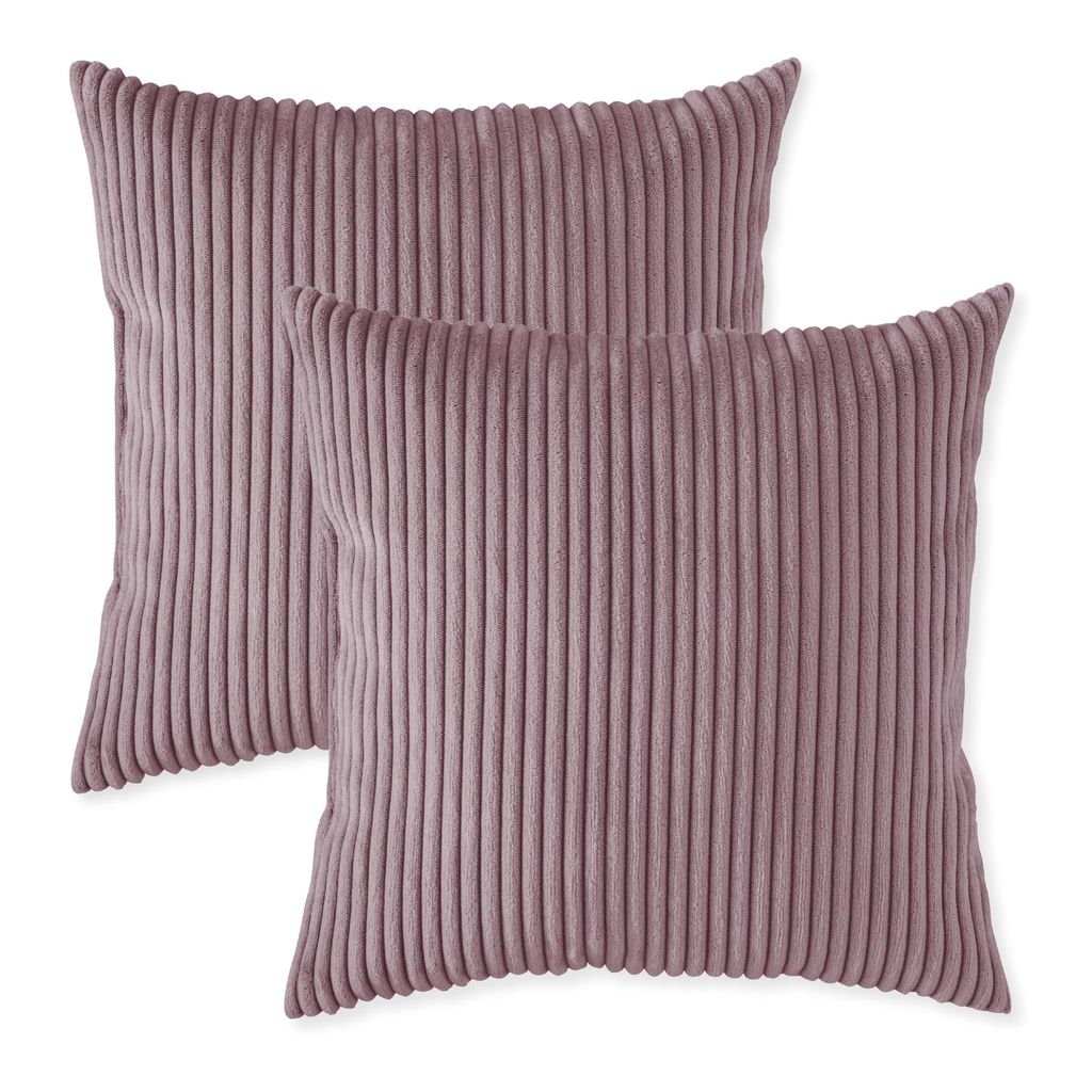 sleepling - 2er Set Kord Sofakissen, 40 x 40 cm, Dekokissen, Kopfkissen, rosa
