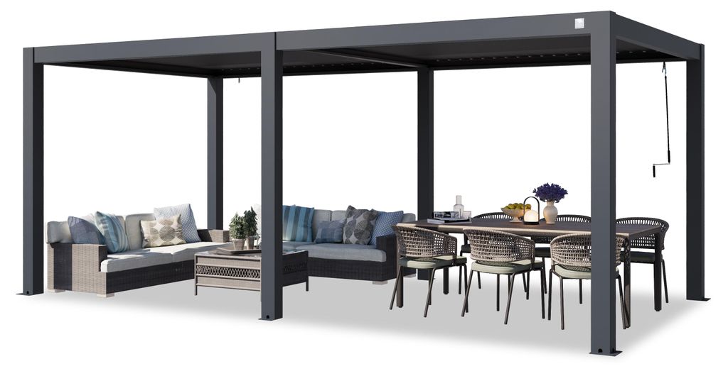 PRIMEYARD Pergola 3x6 m Aluminium Pfosten mit Lamellendach Produktbild 