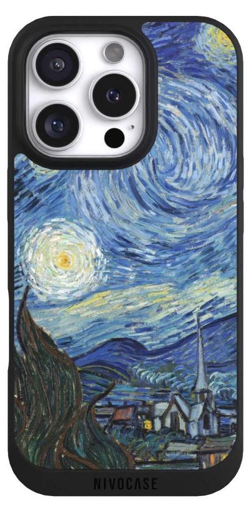 NIVOCASE Handyhülle für Apple iPhone 16 Pro Hülle NIVOpure Case Schwarz Kunst The Starry Night