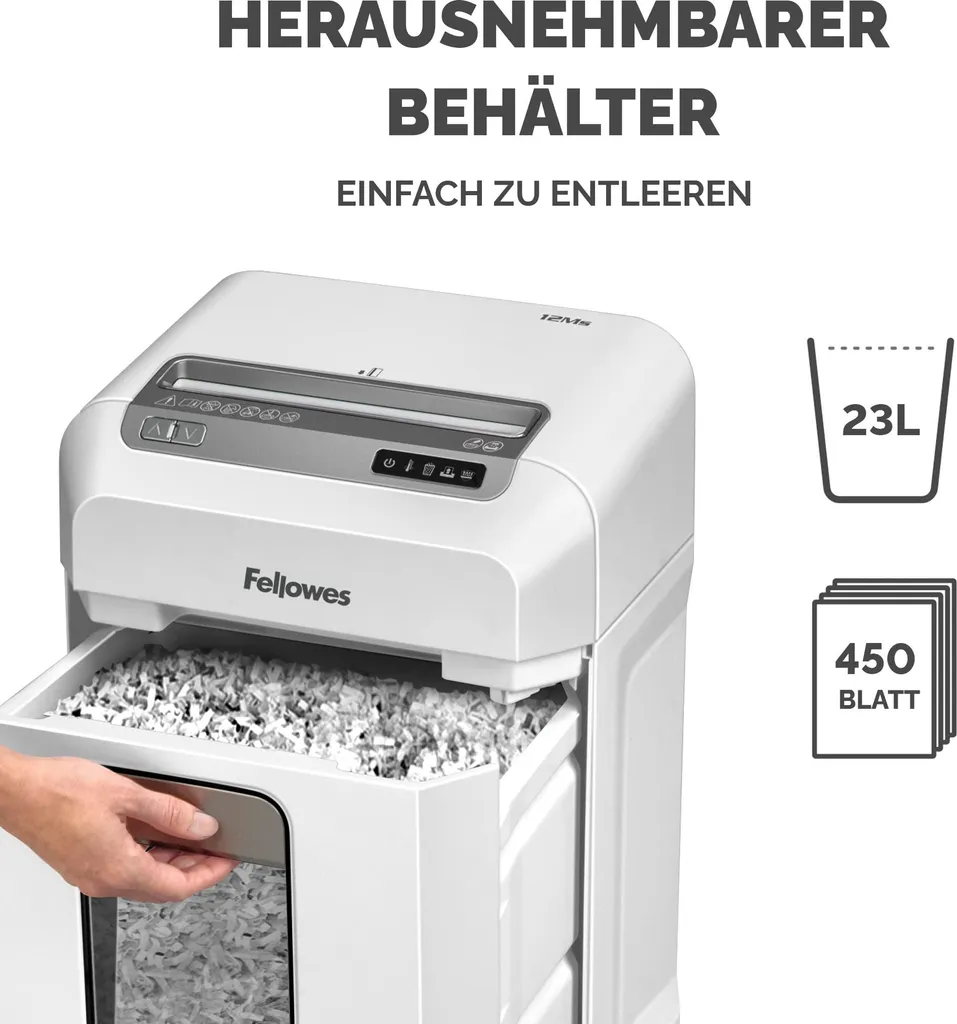 Fellowes Powershred 12Ms Destructeur de Documents Coupe Micro 12 Feuilles - 7