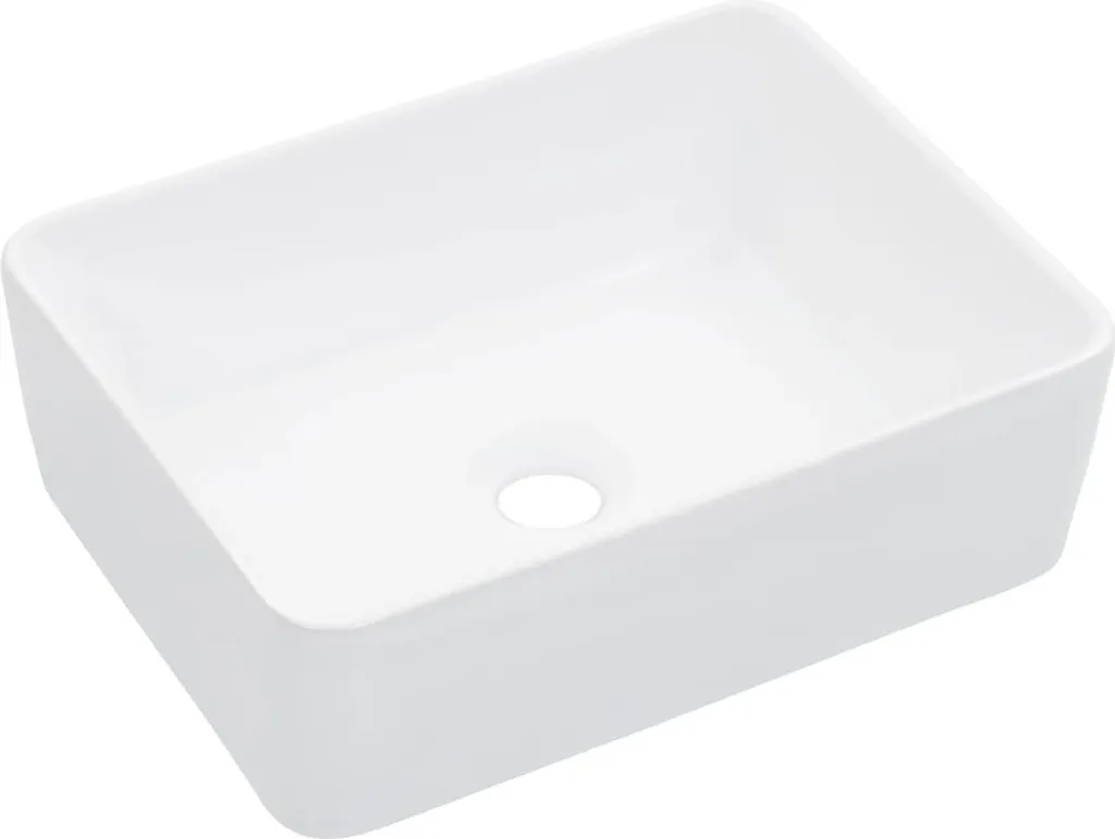 Arredo Bagno: Lavabo Rettangolare 40x30 in Ceramica Bianca Moderna