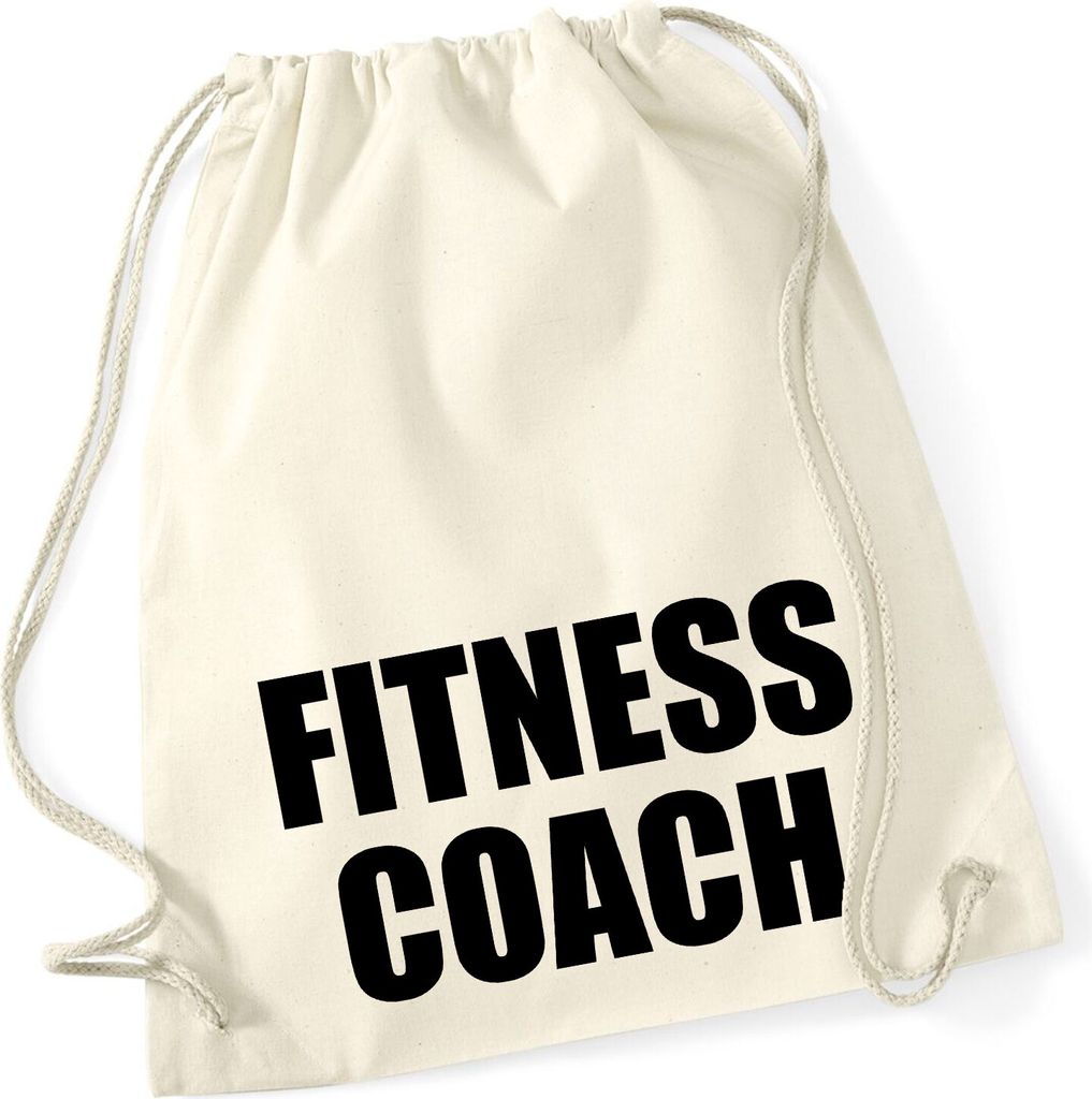 Huuraa Turnbeutel Fitness Coach Training 12 Liter Natural Baumwolle Rucksack Geschenkidee