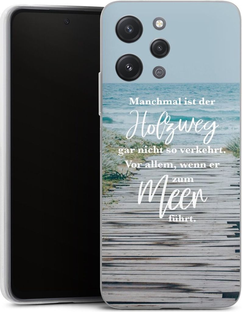 DeinDesign Slim Hülle für Xiaomi Redmi 12 Silikon Case Ultra Dünn Handyhülle Statement Strand Spruch
