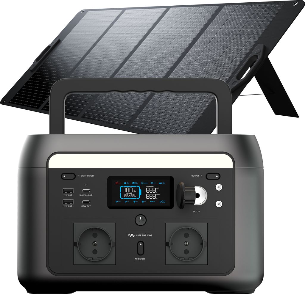 Smartest Xtorm Portable Powerstation 600W mit 200W Solar Panel - 512Wh LiFePO4-Akku, Schnellladung in 1,5 Stunden, 2x AC-Ausgänge (600W, Spitze 10...