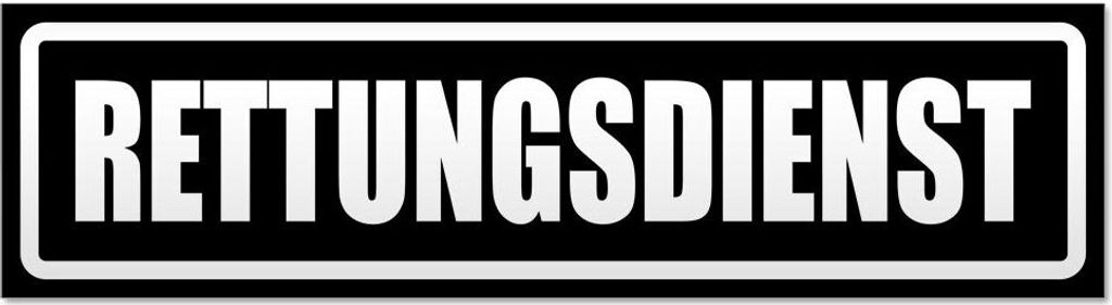 Kiwistar - Autoaufkleber - Schwarz - 30 x 8 cm - Rettungsdienst invertiert - Hinweis Aufkleber Sticker für Auto, Kfz, Fahrrad, PKW, LKW