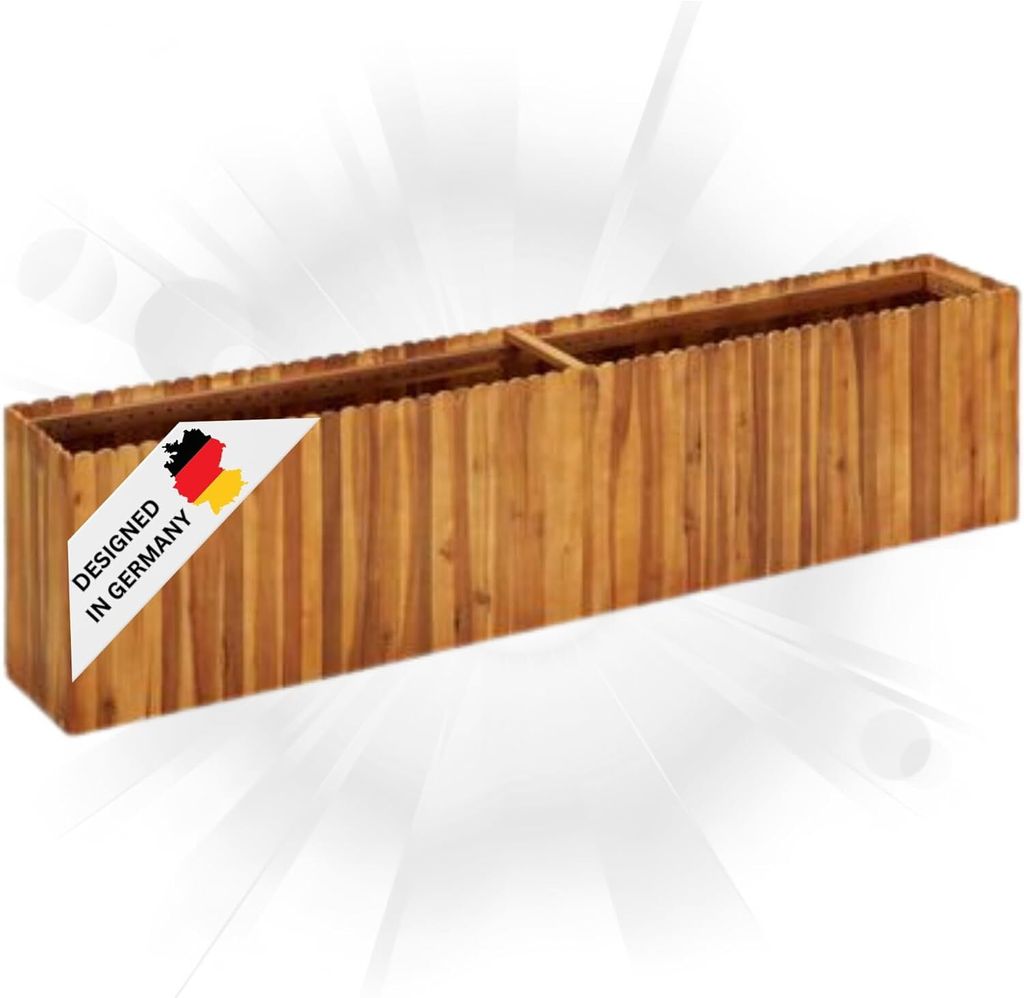 DELUKE Hochbeet aus Holz JONA | 200x30x50cm, Akazienholz | Hochbeet für Garten Hochbeet Holz Gartenbeet hoch Kräuterbeet xxl Blumenbeet Gemüse...
