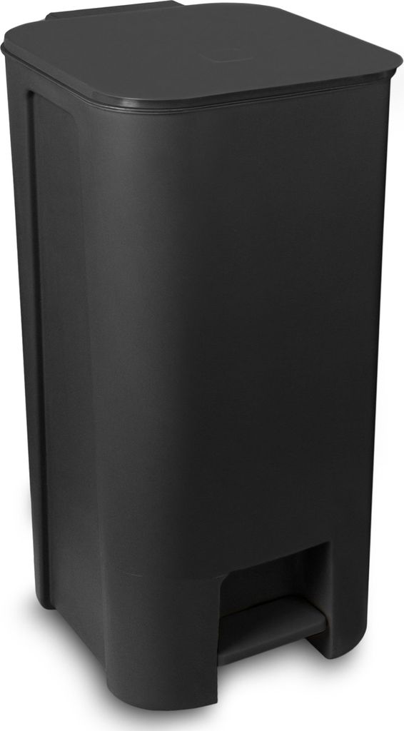 Mülleimer Mit Deckel Und Pedal, Schwarz, 40 L – Loft-Stil Produktbild 1