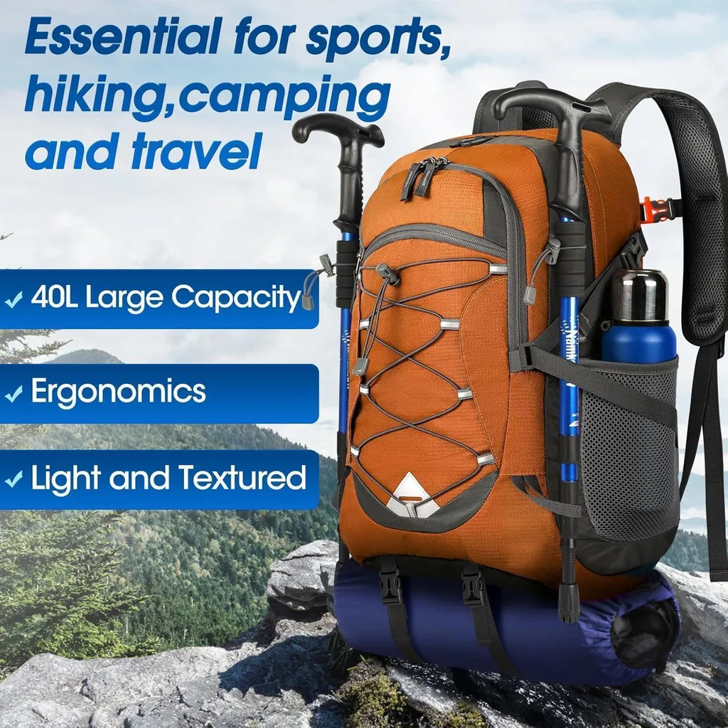 Sac à dos de randonnée 40L avec textile étanche et structure pliable - 7