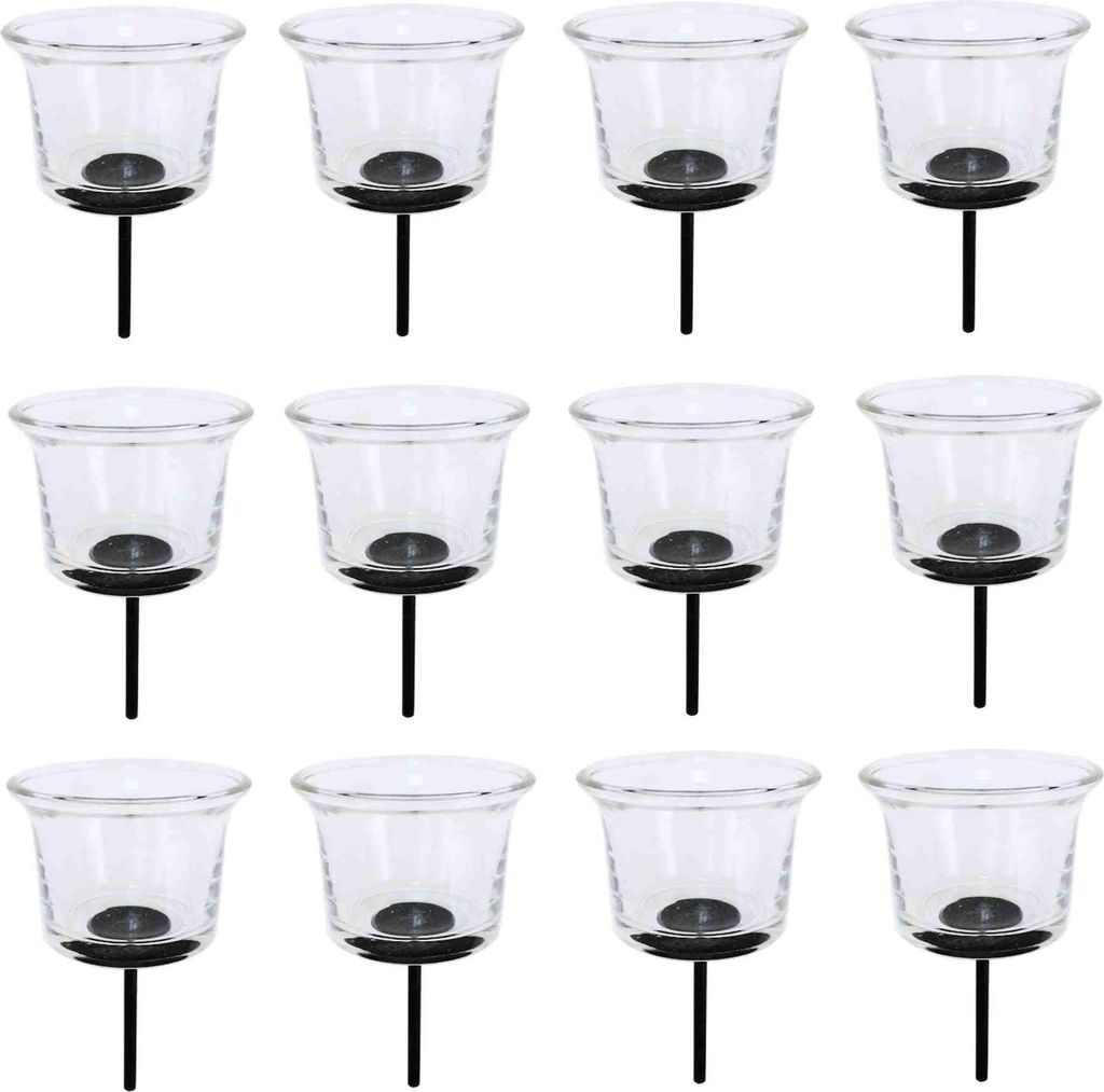 Teelichthalter Stecker Glas Windlicht Ø6,5cm H 4,5cm + Produktbild 