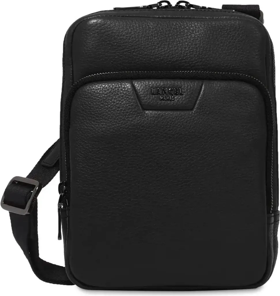 Sac Reporter Lancel Come Noir en Cuir Grainé avec Bandoulière Ajustable
