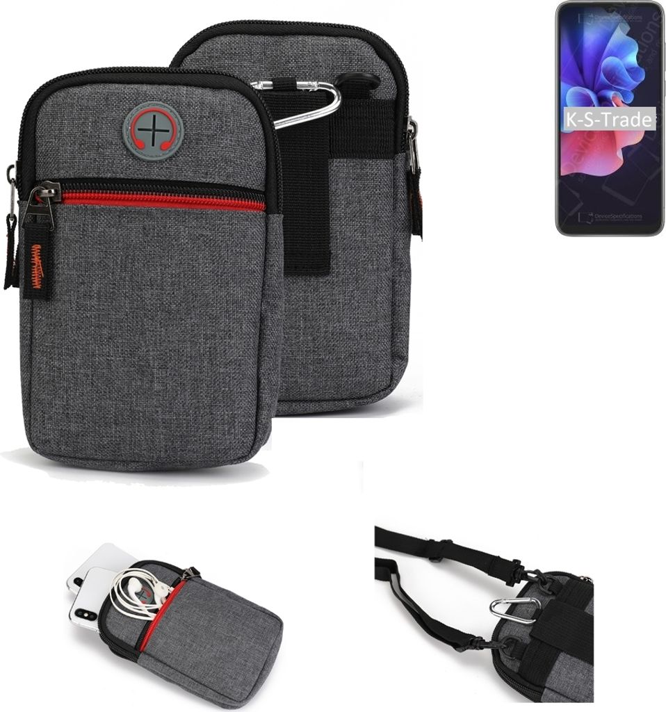 K-S-Trade Holster Gürteltasche kompatibel mit Blackview A55 Pro Handy Tasche Schutz Hülle grau Zusatzfächer 1x