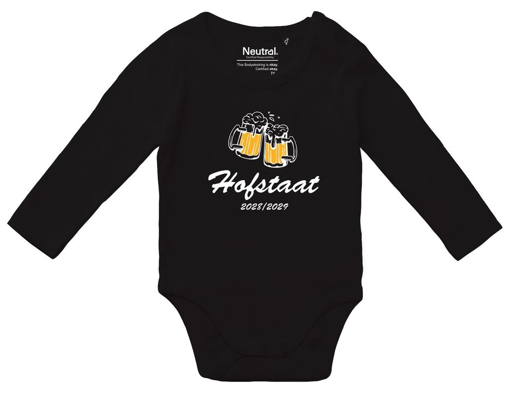Huuraa Baby Body Hofstaat 2028/29 Bierkrug Schützenfest 62 Black Baumwolle Fairtrade Langarmbody Geschenkidee