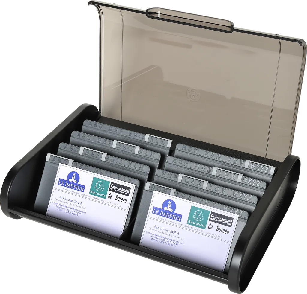 Exacompta Topline 68114D Fichier pour Cartes de Visite Noir 60x245x180mm