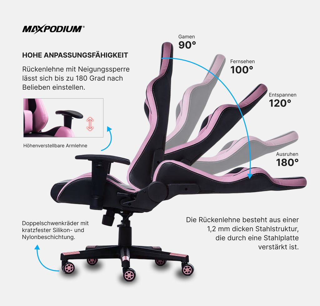 MAXPODIUM Tactical Ergonomischer Gaming Stuhl Bürostuhl Produktbild 4