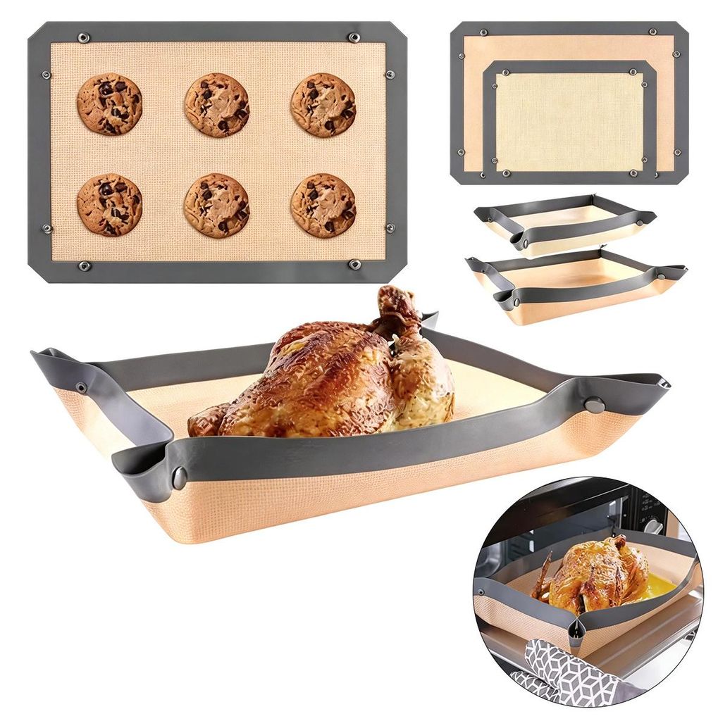 2St Silikon Backmatte mit Rand & Druckknopf, 30x40 cm, Produktbild 