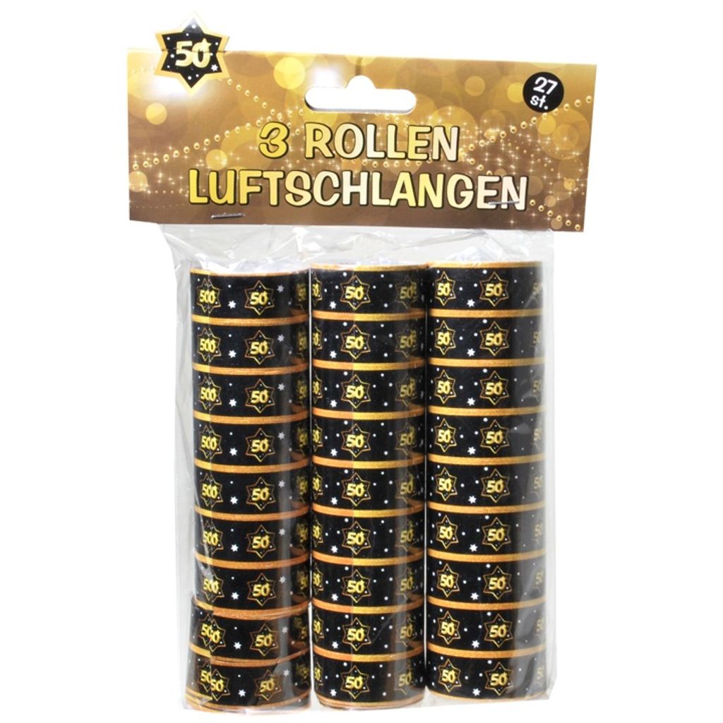 Luftschlangen Geburtstag 50 schwarz-gold Produktbild 