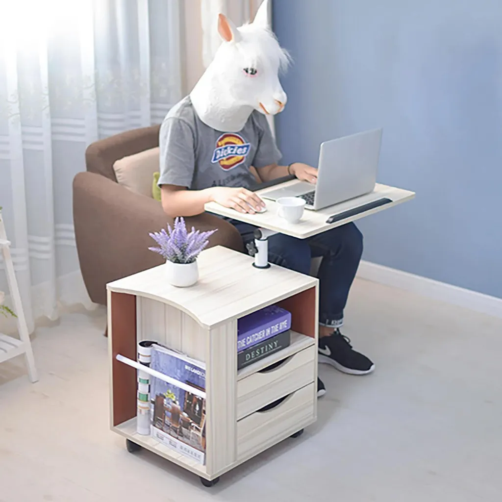 Table ergonomique réglable pour ordinateur portable et rangement blanc - 8