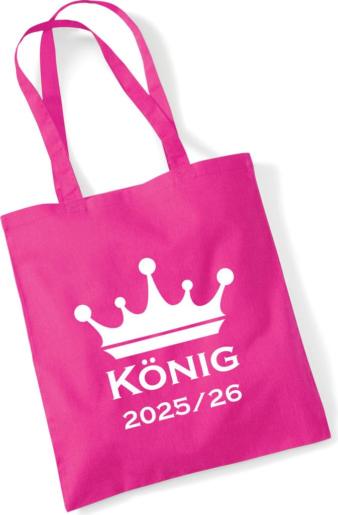 Huuraa Jutebeutel König 2025/26 Schützenkönig 10 Liter Fuchsia Baumwolle Tasche Geschenkidee
