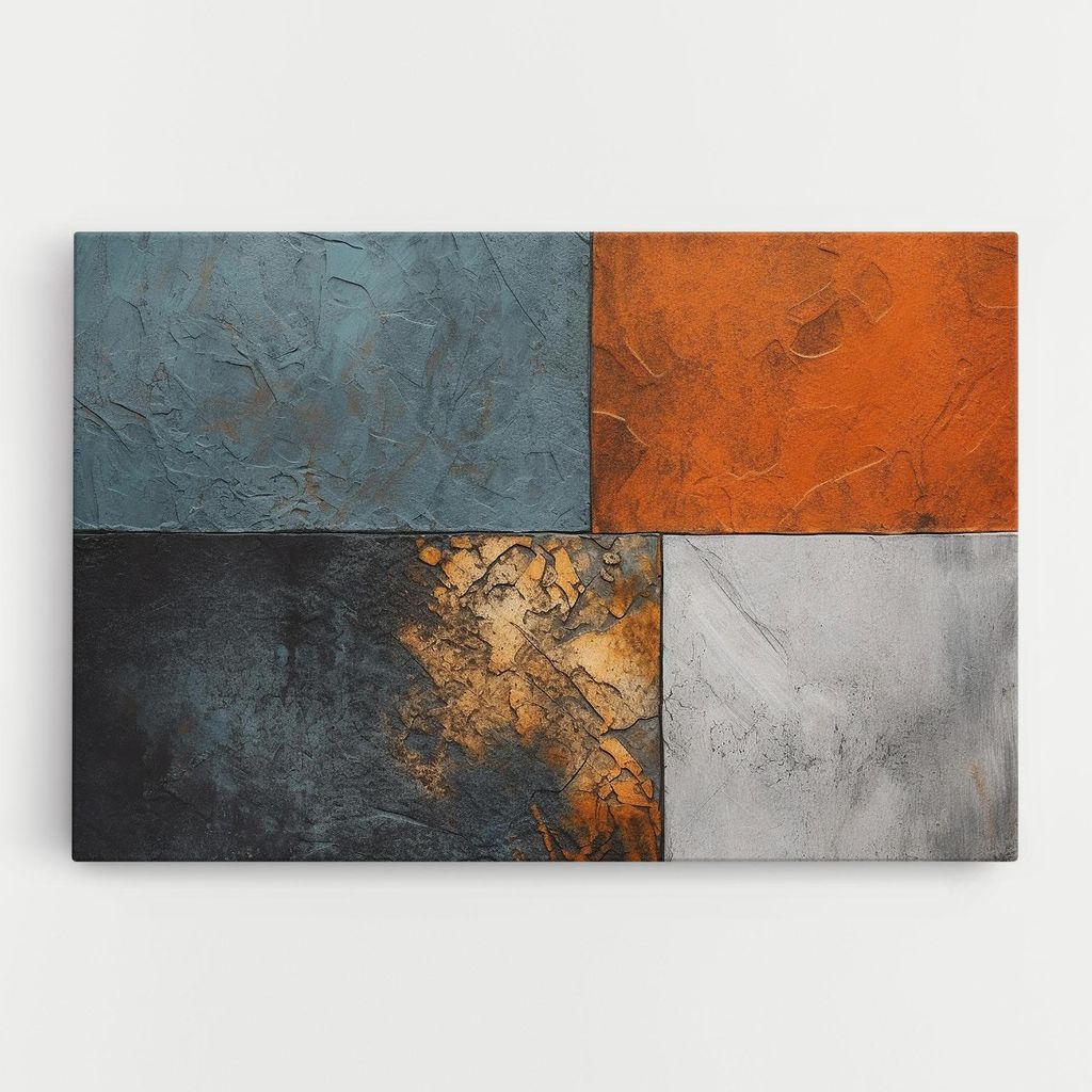 ARTHUB Leinwandbild 40x60 cm, White Square With Gold | Wohnzimmerdekoration, Hängende Bilder, Wanddekoration, Heimdekoration, Abstrakte, Abstrak...