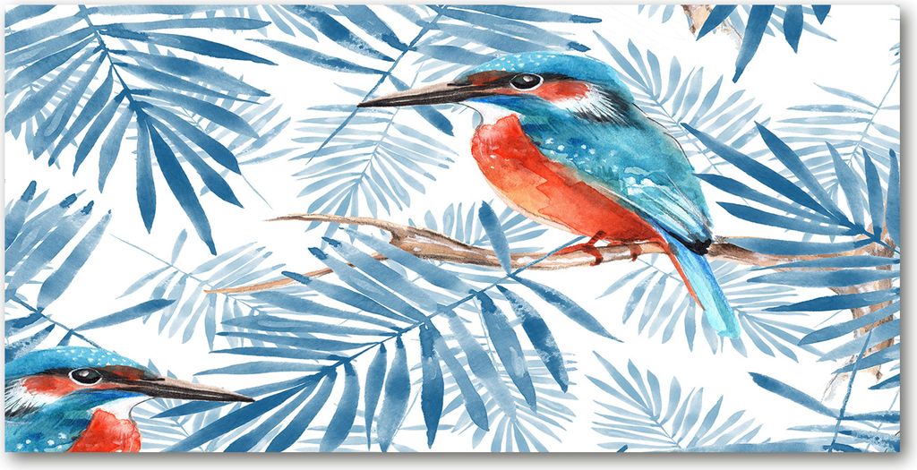 Tulup Küchenrückwand Spritzschutz aus Glas -100x50 -Spritzschutz auf gehärtetes GlasDeko Tiere Pflanzen und Vogel