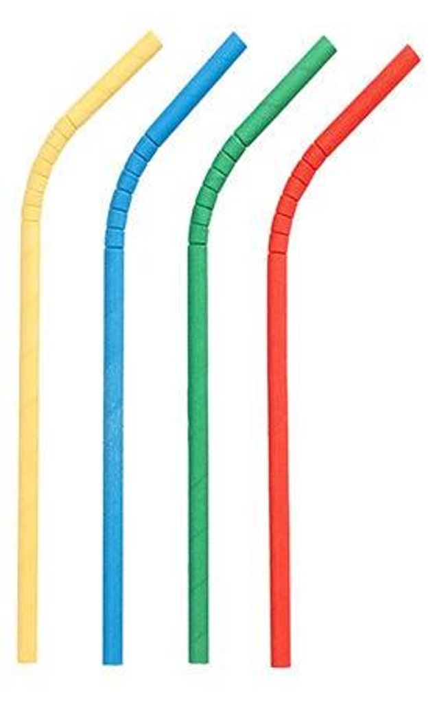 Trinkhalme Papier Ø 6 mm · 20 cm farbig sortiert flexibel Produktbild 