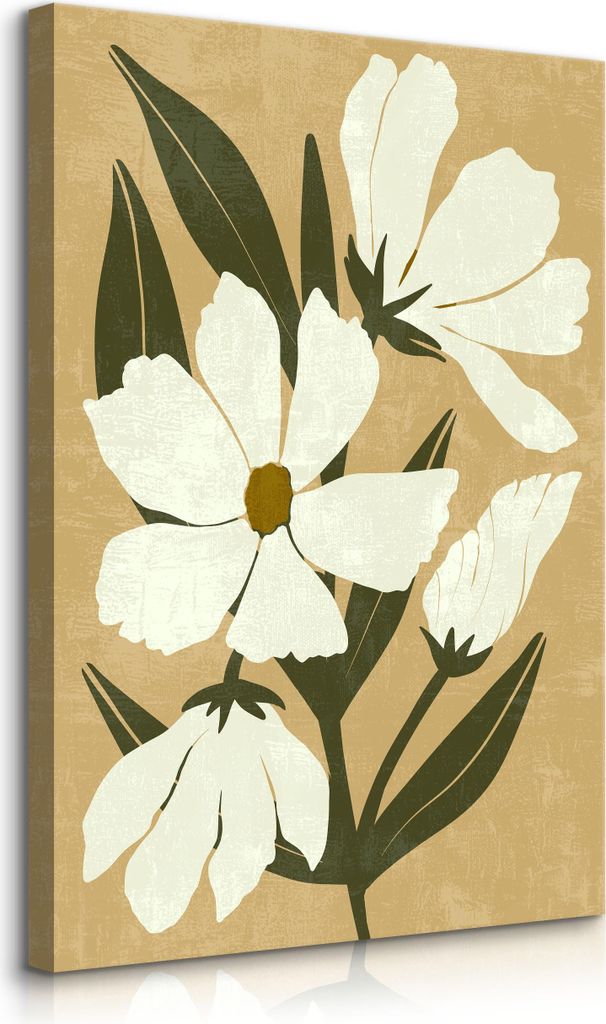 Muralo Leinwandbild Canvas für Esszimmer BLUMEN Blätter Pflanzen Natur Boho Br. 60cm x Hö. 90cm