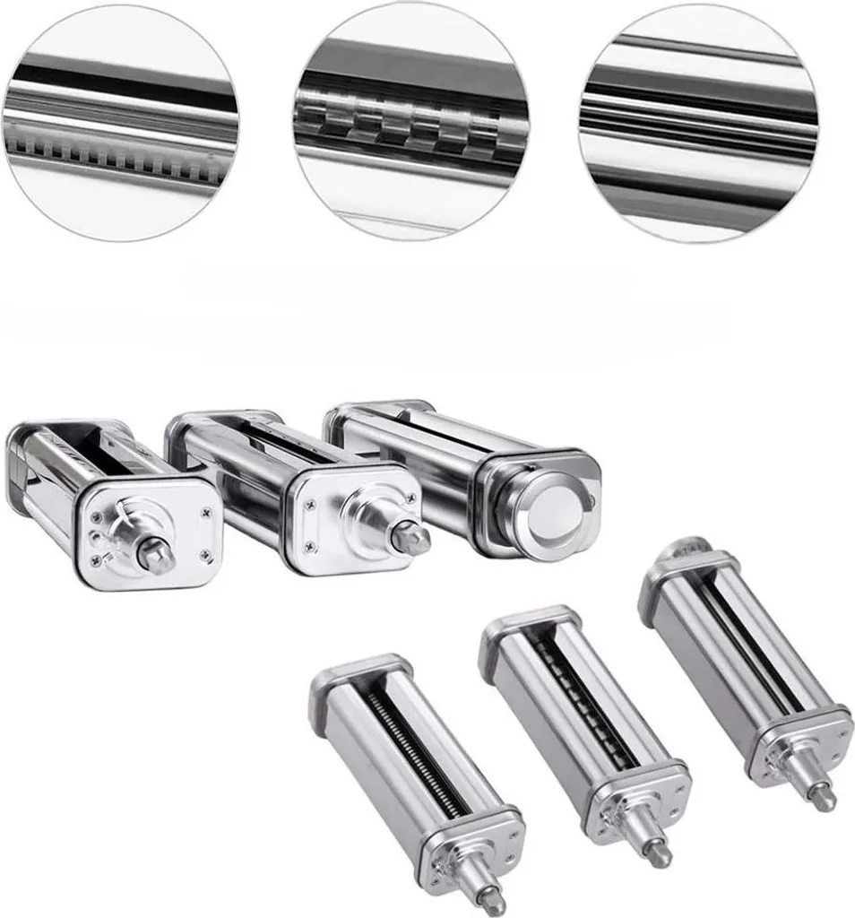 Rouleau à Pâtes 3-en-1 en Acier Inox Compatible avec Robot KitchenAid