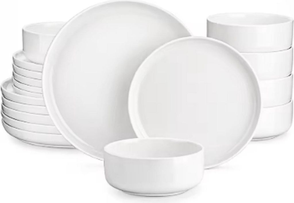 Lavish Serviesset – 18-teilig – 6 Personen – Weiß Keramik – Essteller & Frühstücksteller