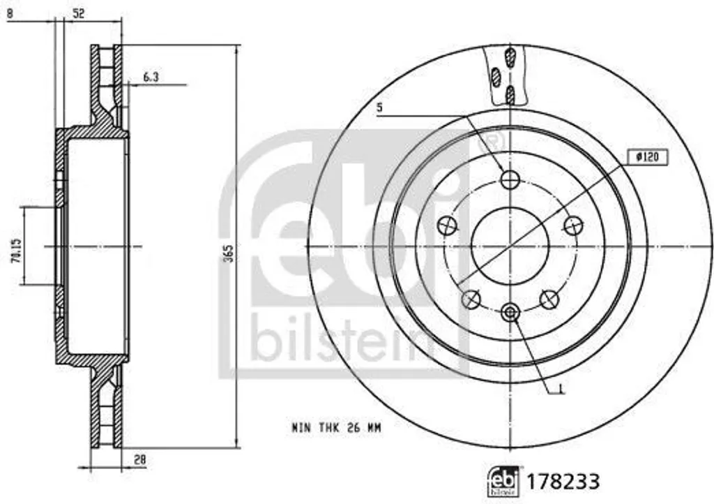 Paire de Disques de Frein Arrière 366.3mm Tesla Model S Febi 178233