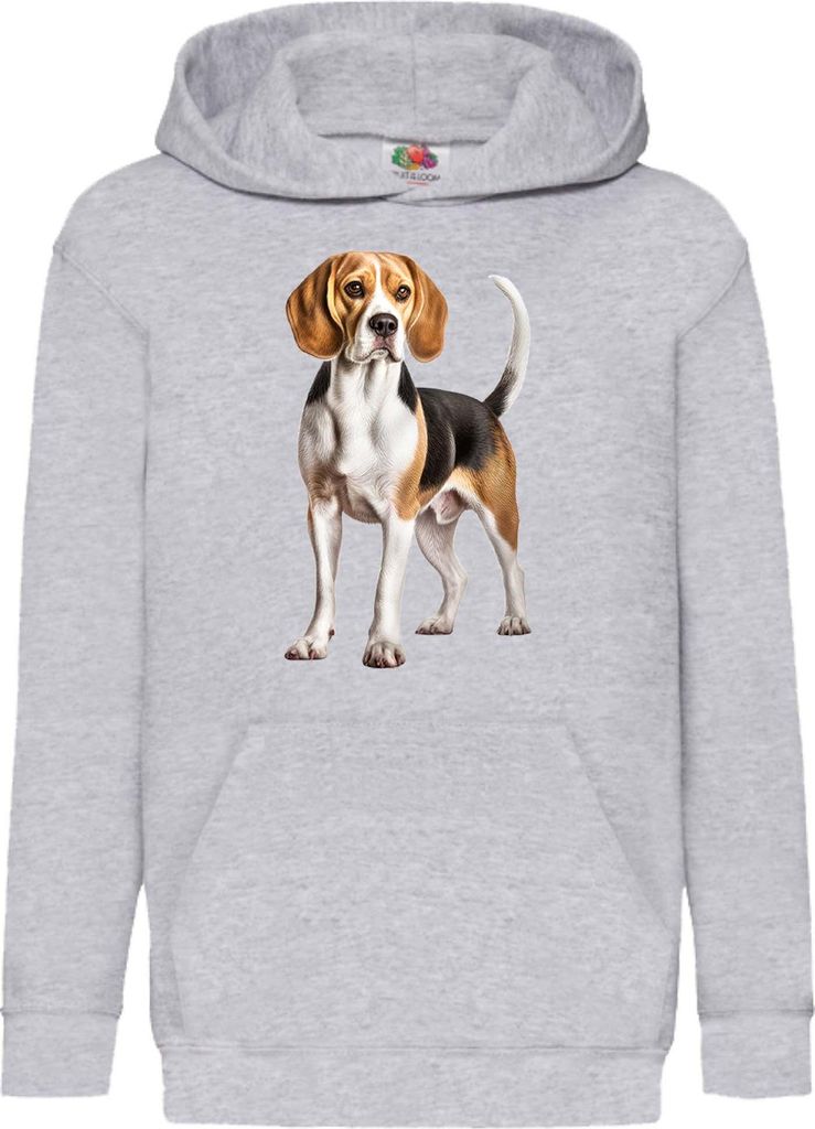 Kinder Kapuzenpullover Dogs Breeds Beagle Dog Breed 007, 7-8 Jahr - 128 / Grau